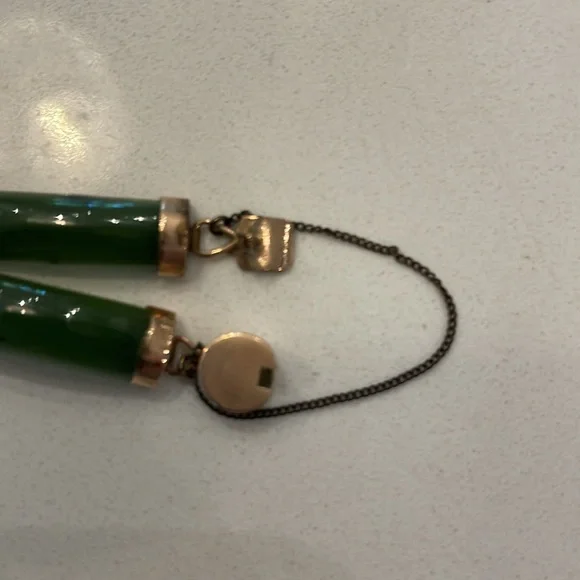 Genuine antique jade bracelet. From Vietnam and over 50 years old. 14ksolid gold - Picture 4 of 6